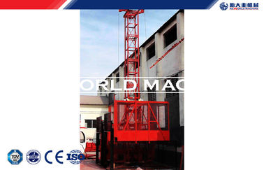 Twin Cage Construction Building Material Hoist Elevator , Vertical Cargo Hoist 33m / min