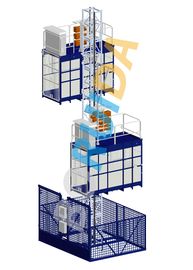 Blue Cage Of Construction Hoist Elevator , Construction Material and Personal , Single Lifting Cage